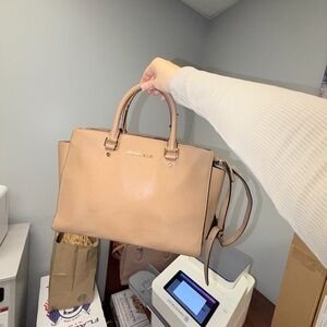 Michael Kors Blush Pink Leather Satchel with Detachable Strap